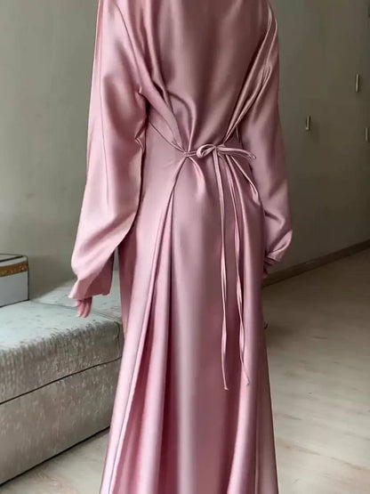 Rose Satin Abaya