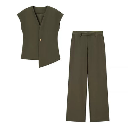 Set aus Geknöpftem Top und Hose