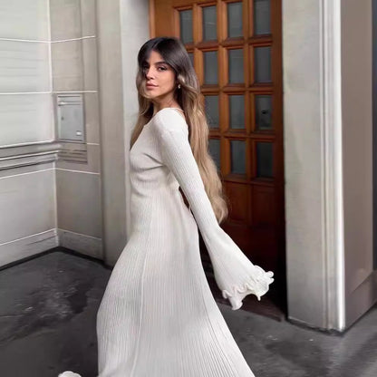 Elegantes Langarm Maxikleid