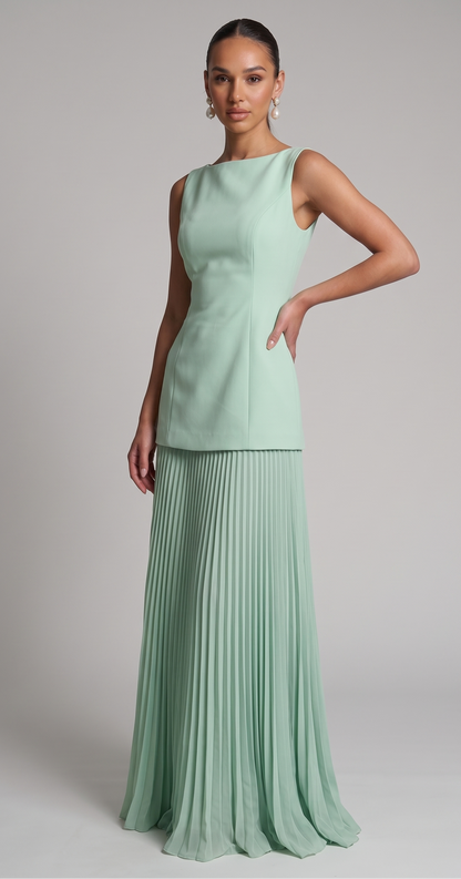 Plissiertes Maxikleid