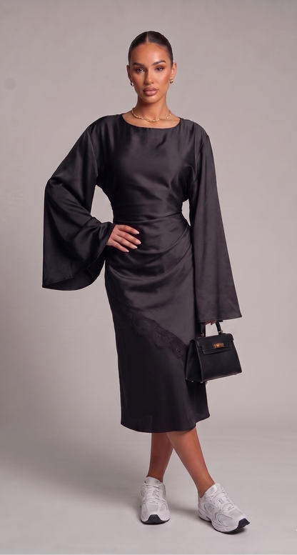 Tunika aus Satin mit Spitze