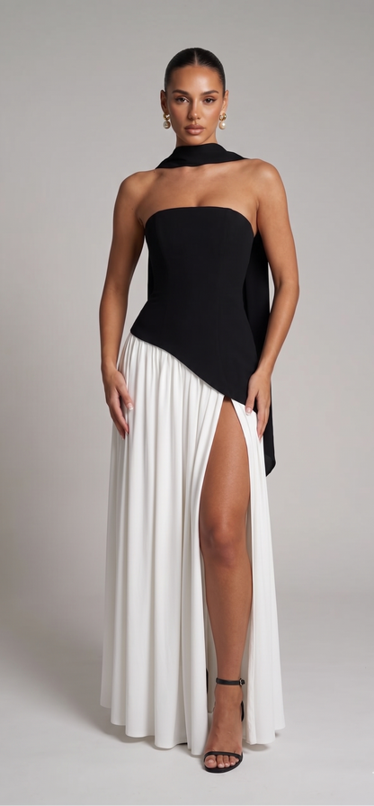 Elegantes Maxikleid mit Schal