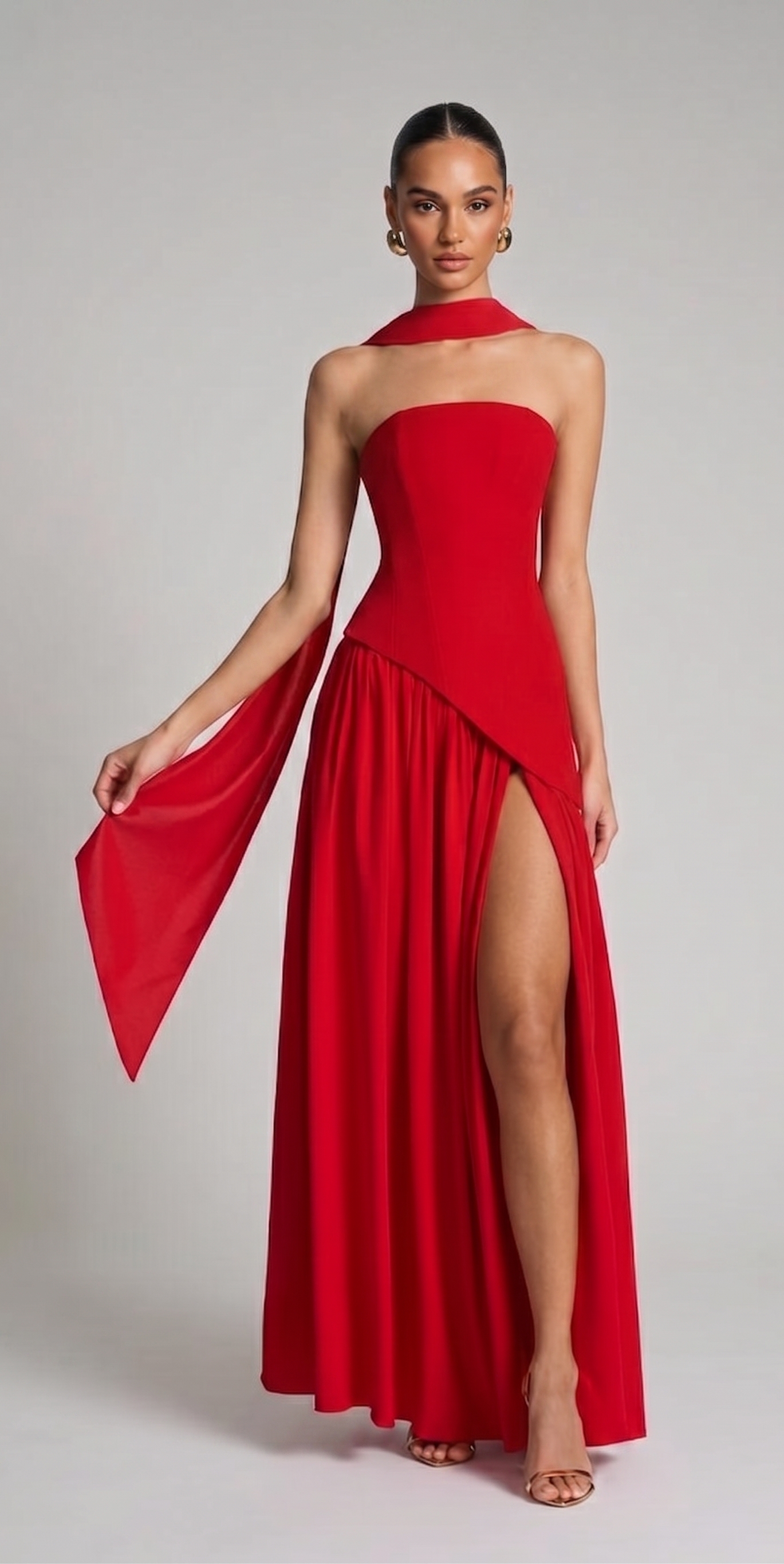 Elegantes Maxikleid mit Schal