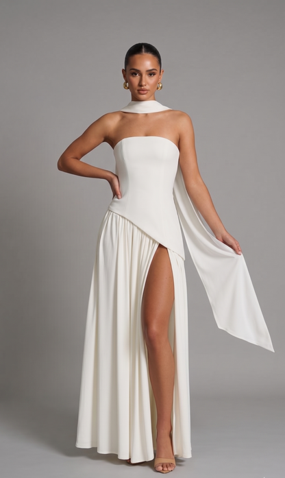 Elegantes Maxikleid mit Schal