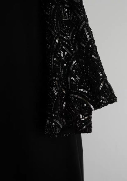 Noir Abaya mit Strass und Tuch