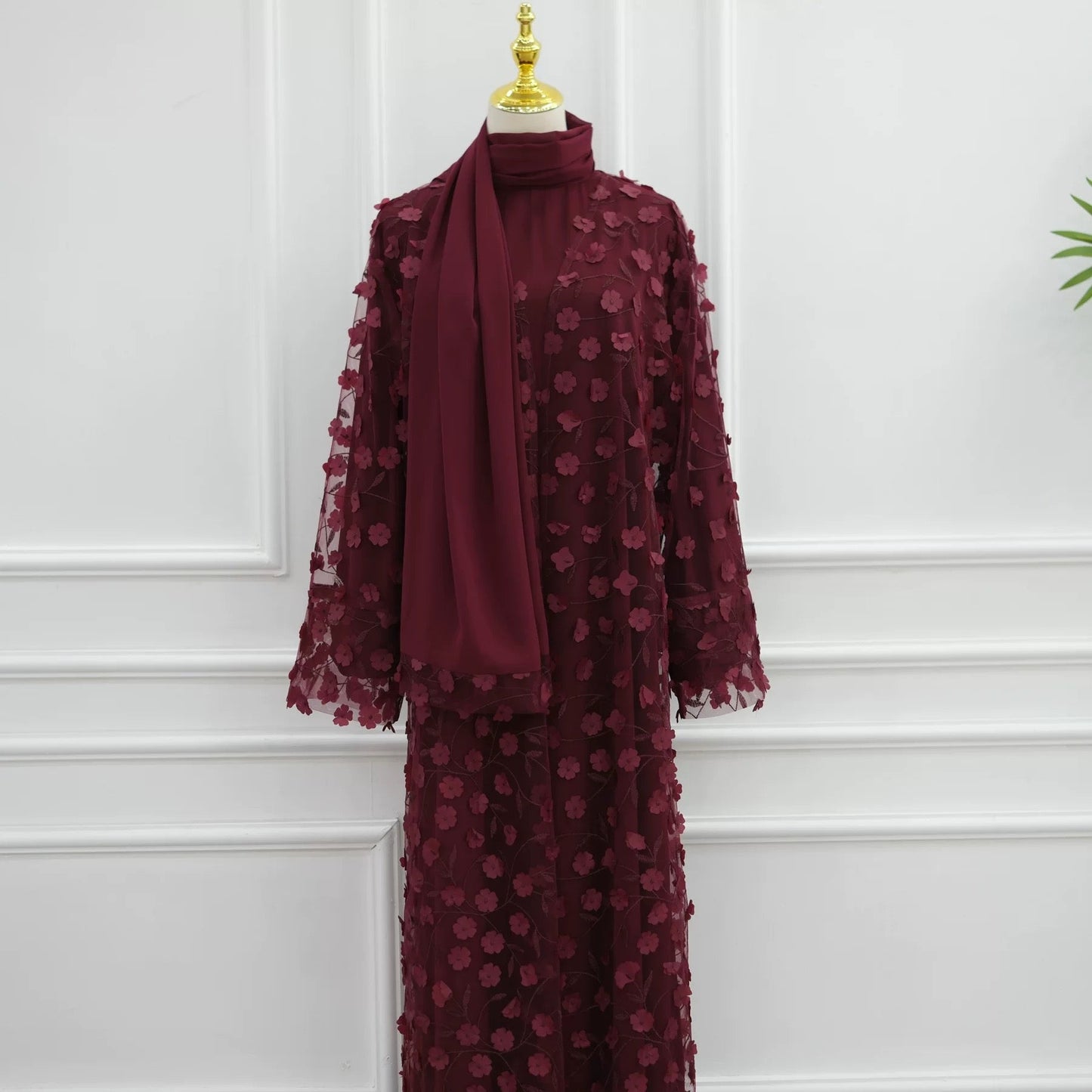 Abaya mit Kimono im Blumenmuster