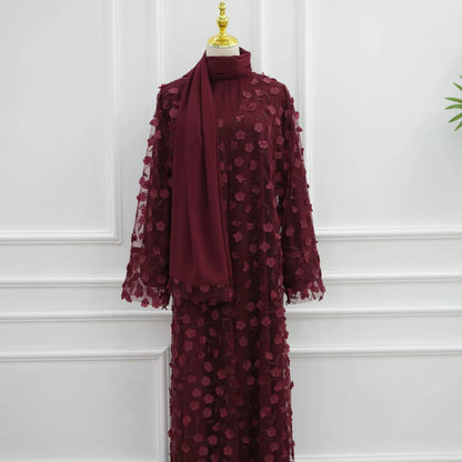 Abaya mit Kimono im Blumenmuster