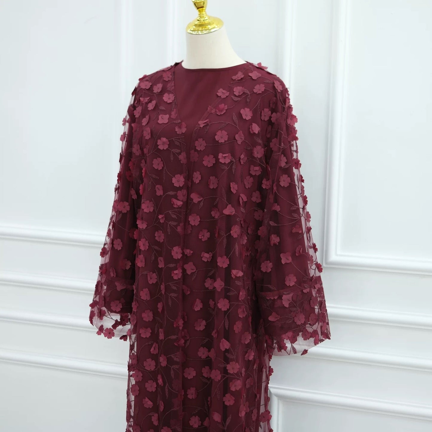 Abaya mit Kimono im Blumenmuster