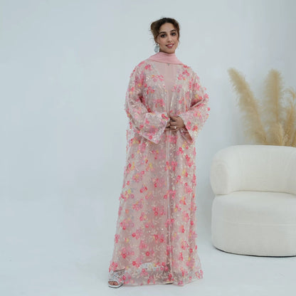 Abaya mit Kimono im Blumenmuster