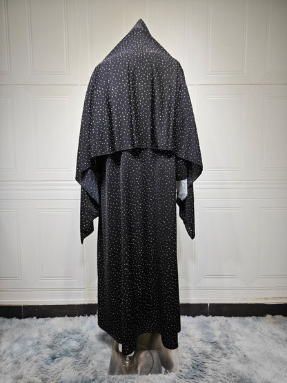 Gepunktete Abaya mit Spitzencape