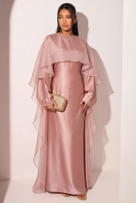 Rose Satin Abaya